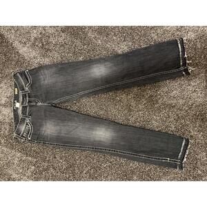 Silver Jeans Women's Black Distressed Denim Jeans with Frayed Hem 30/32